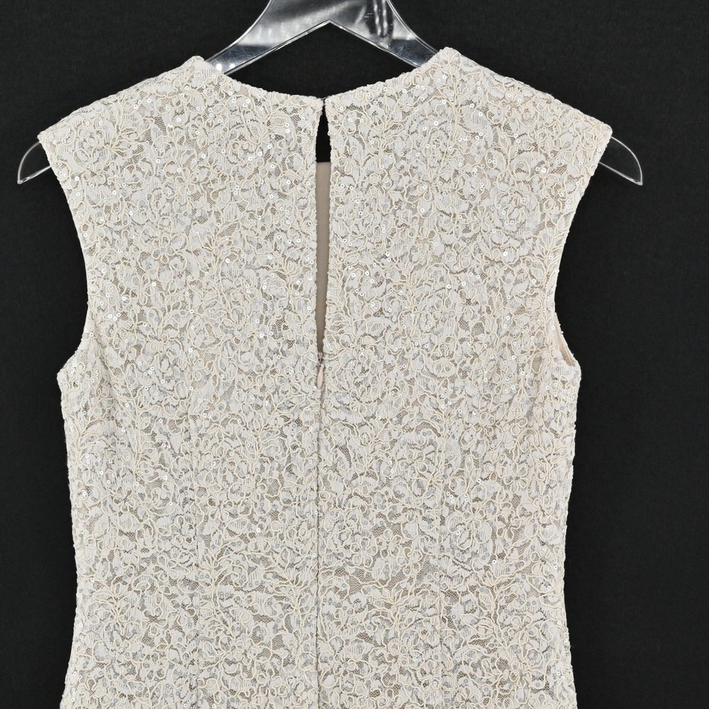 Ralph Lauren Lace Sheath Dress Womens Size 2 Ivory Formal Sequin Sleeveless LRL - Picture 13 of 15